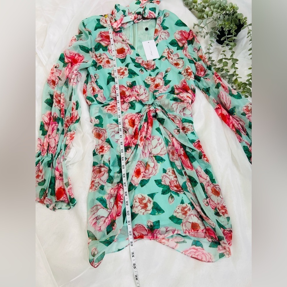 Lovers + Friends Sheer Amy Mini Mint & Pink Floral Dress NWT XS - Picture 7 of 13